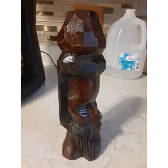 AFRICAN ART Rastafarian Jamaican Hand Carved wooden Man sculpture 8 inch tall - Picture 8 of 11